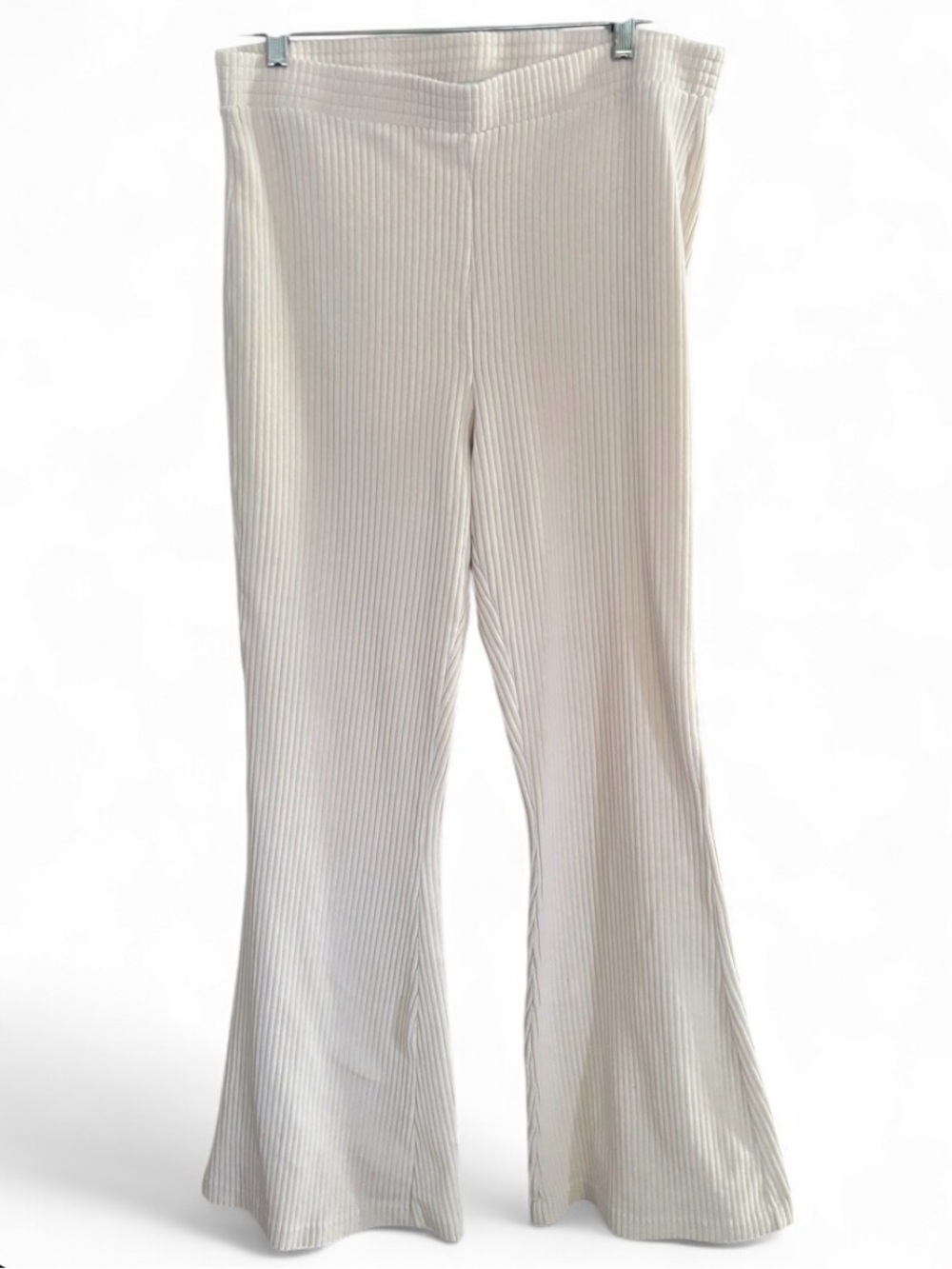 Aerie Ribbed Flare Cream/White Pants Size XL